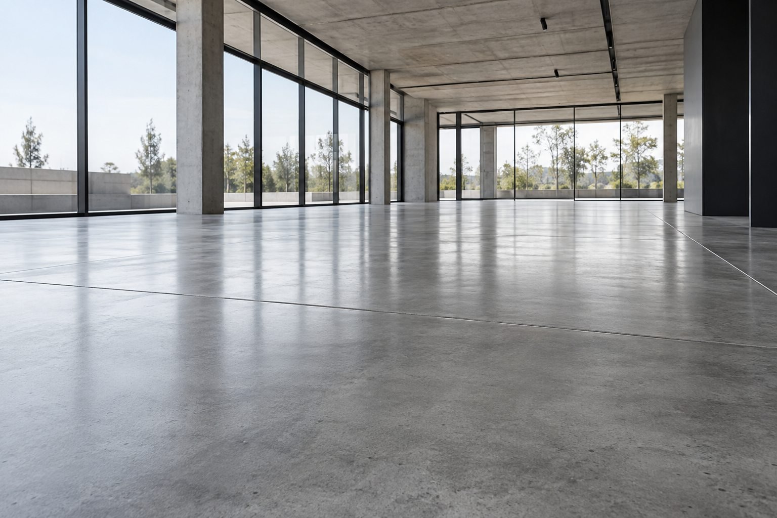 Espacio comercial vacío con piso de hormigón alisado